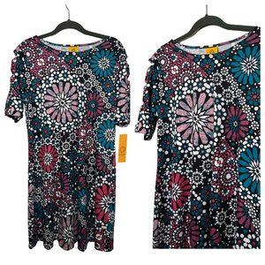 NWT Ruby Rd. Ladies Cut Out Sleeve Floral Pattern Scoop Neck Dress SZ Small